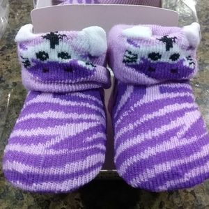 Baby Booties 6 pair Purple Zebra Size 0 - 6